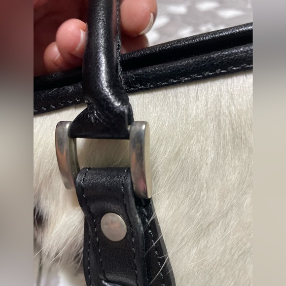 DAMARE, WOMEN'S SHOULDER BAG, Genuine cowhide leather, black white - Picture 3 of 17